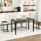 4-Pieces Oak Dining Table Set with Bench and 2 Stools Space-Saving Industrial Kitchen Furniture